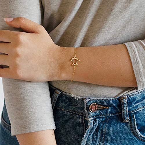 Image of MEVECCO Bracelet for Women 14K Gold Plated Dainty Chain Simple Jewelry Cute Handmade Minimalist for Her