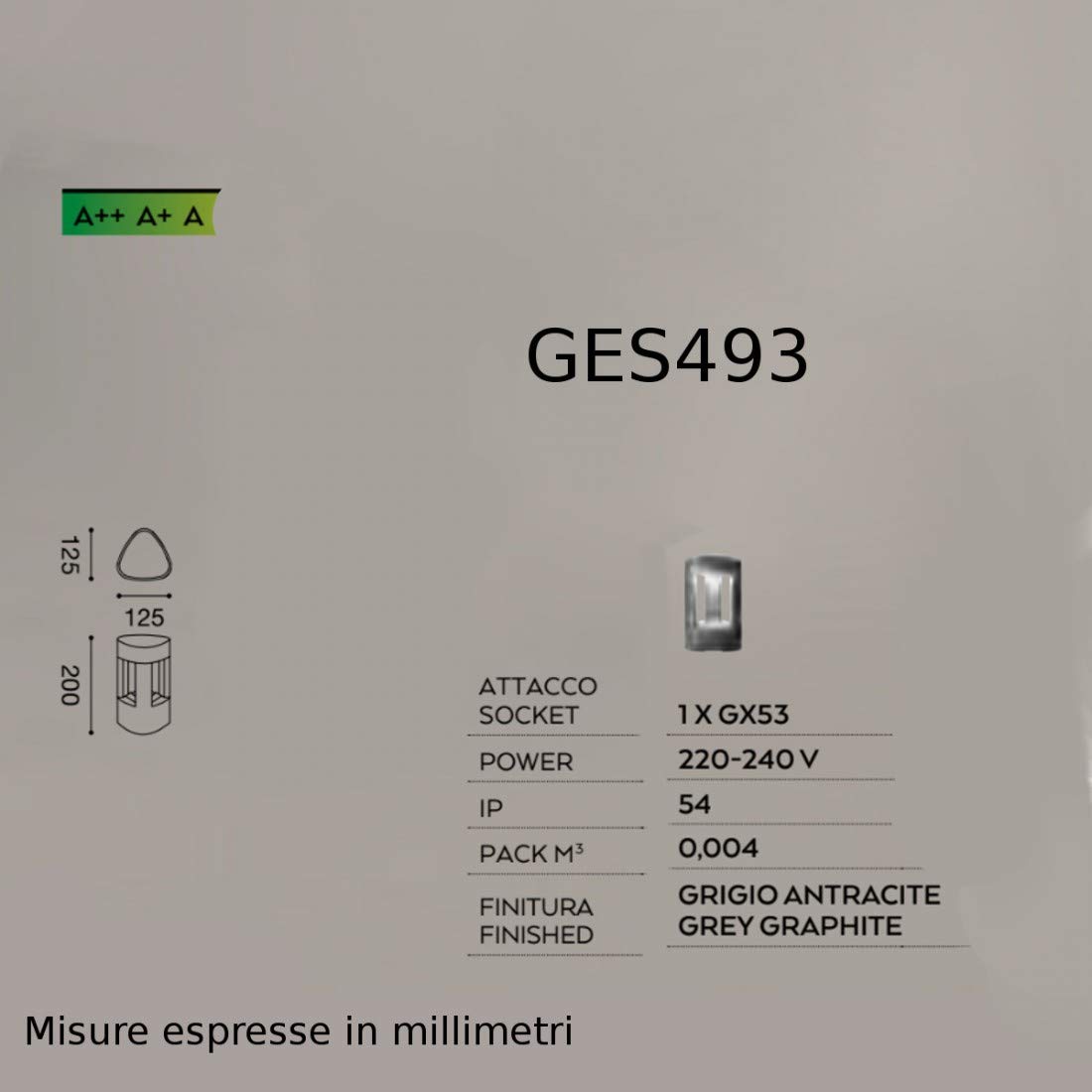 Lampioncino Alluminio Gea Led Janet Ges493 20h Led Lampada Terra Grigio Antracite Moderna Esterno Gx53 Ip54