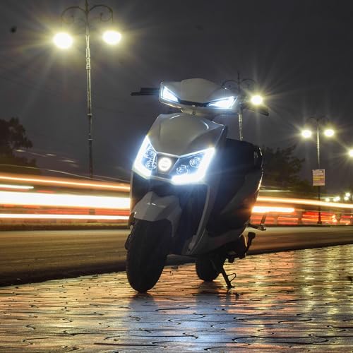 Image of MIOOX Electric Scooter with 60-70 km Range | 48V35AH Battery | Fast 3H Charging | Front Disc Brakes Rear Drum Brakes| Cruise Control, Reverse Mode, LED Lights | Lightweight 90 kg E-Scooty (White)