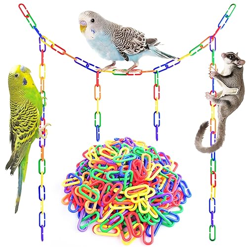 200 Pieces Plastic C-Clip Hooks Chain Links, Interchangeable Rainbow C-Links for Classroom Playroom Learning Toys, Small Pet Rat Parrot Bird Toy Cage (200pcs)
