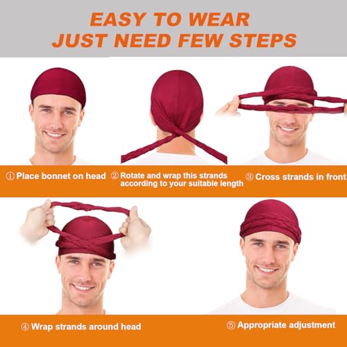 Image of 4 Pcs Satin Lined Turban Head Wraps for Men, Turban Head Scarf for Hair