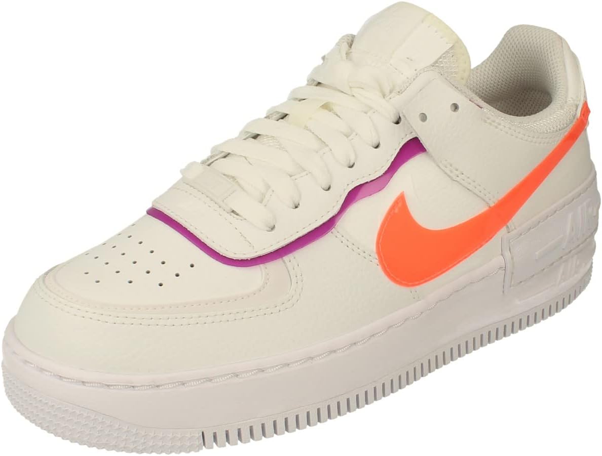 NIKEAir Force 1 Shadow Womens Running Trainers DH3859 Sneakers Shoes (UK 4 US 6.5 EU 37.5, Summit White Bright Mango 100)