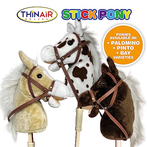 Nature Bound Stick Horse | Plush Handcrafted Hobby Horse | Stick Pony Provides Fun Pretend Play for Toddlers & Preschoolers | Handsewn, Wood, Sound Effects | Pinto Style