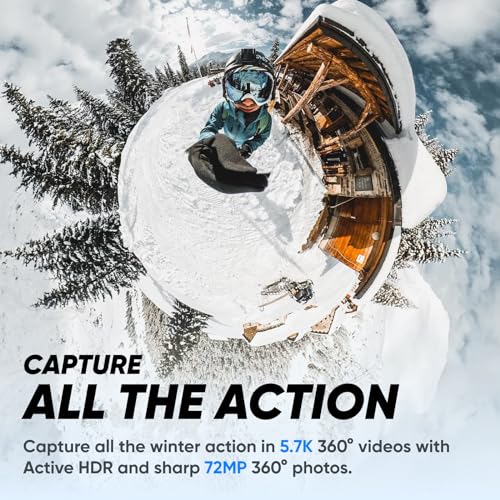 Image of Insta360 X3 Snow Kit (New Version) - 360 Action Camera with 5.7K 360 Active HDR Video, 4K Single-Lens Camera, Waterproof, FlowState Stabilization, 2.29 inch Touchscreen, AI Editing, Wintersports
