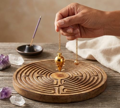 Image of Brass Cone Pendulum for Reiki Healing, Dowsing & Chakra Balancing - Health & Wealth Divination Tool for Meditation & Energy Cleansing