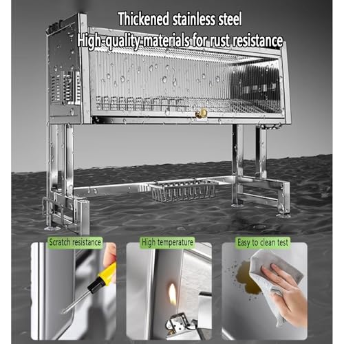 Genérico Escurreplatos de Acero Inoxidable de 2 Niveles con Tapa, Ahorra Espacio sobre el Fregadero, escurridor de Gran Capacidad con Puerta abatible para Platos y Cuencos (95 cm) - Organizador de co