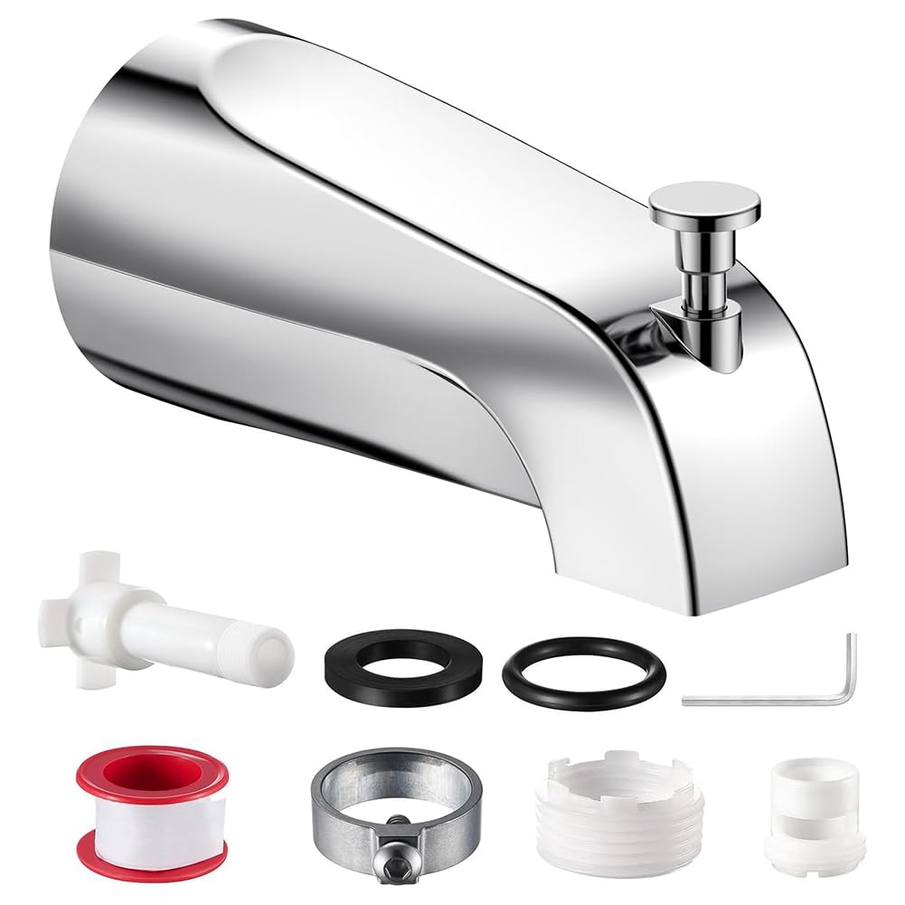 Jnchdghwa As Shown Universal Faucet Replacement Kit- Bathtub Tub Spout With Diverter, Fits 1/2" Slip-Fit Copper, 1/2"& 3/4" Ips Connections