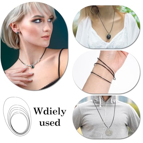LIQWEI 6 Stück Leder Halskette, 1.5mm Lederkette Kette Lederband, Kunstleder Halskette Schwarz, Lederkette Mit Edelstahl Verschluss, für Armbänder Halsketten DIY Handwerk Männer Damen 6Größen