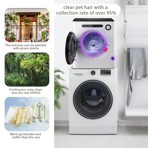 Image of Dessiz 110V 970W Dryer 1.6 cu.ft for Laundry with Exhaust Pipe and 11lbs Electric Dryers with Stainless Steel Tub, Suitable for Apartments, Dorm, RVs- White Auto Stop