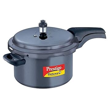 Prestige Deluxe Plus Hard Anodized Aluminium Outer Lid Pressure Cooker, 5 Litres, Black
