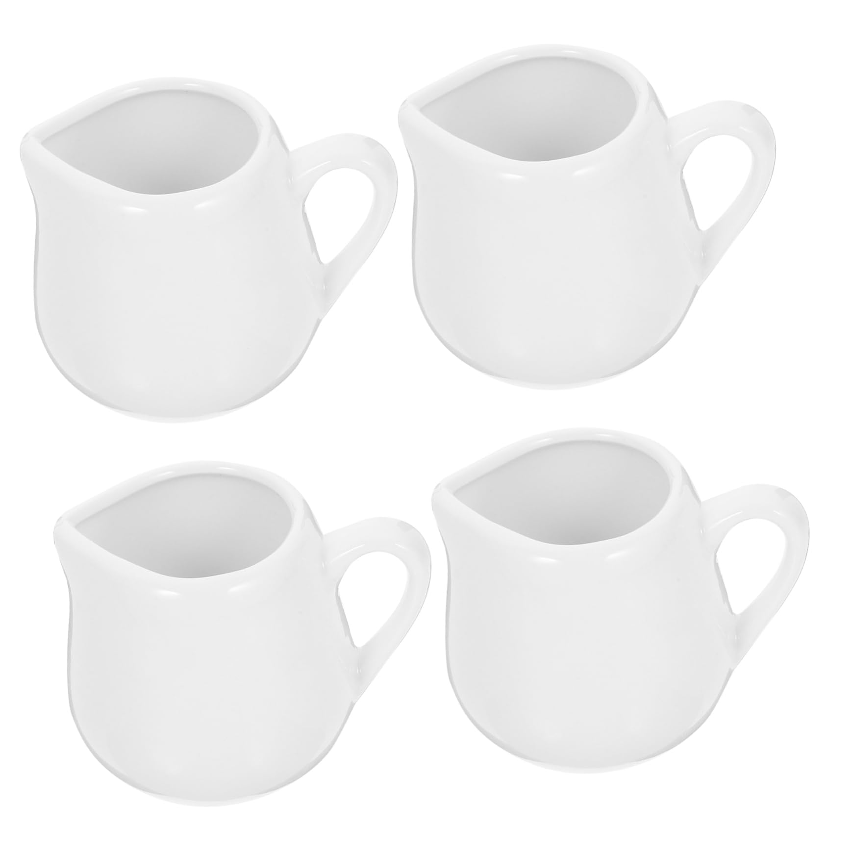 FUNOMOCYA 4-piece Ceramic Sauce Jug Set Mini Handle White Porcelain Creamer Pitchers for Home Restaurant