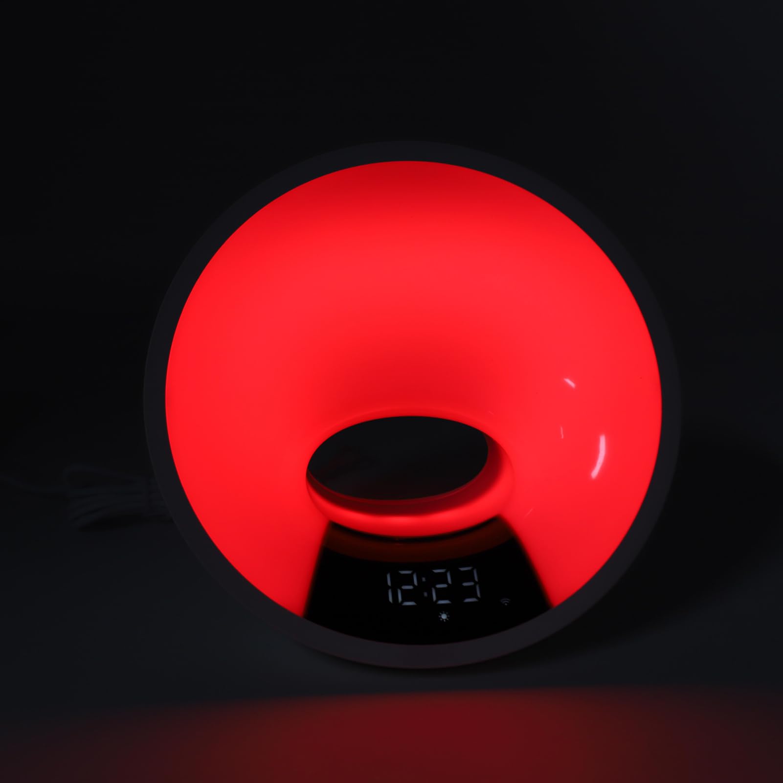 YWBL-WH Sonnenaufgangsuhr, LED, Multifunktional, mit Automatischem Dimmen, 7-Farben-Nachtlicht, Bluetooth-Lautsprecher für Schlafzimmer, Schlafhilfe, Schlafhilfe und Weckalarm (EU-Stecker 100 bis