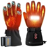 Beheizbare Handschuhe mit Akku 7500mAh, OUTJUT Elektrisch Skihandschuhe Mit Heizung und Lichtern für Damen Herren, 3 Heizstufen wasserdichte Touchscreen, L Winterhandschuhe für Outdoor-Aktivitäten