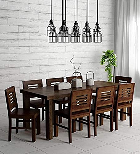 Image of Sheesham Solid Wood 8 Seater Dining Table for Living Room (Walnut)