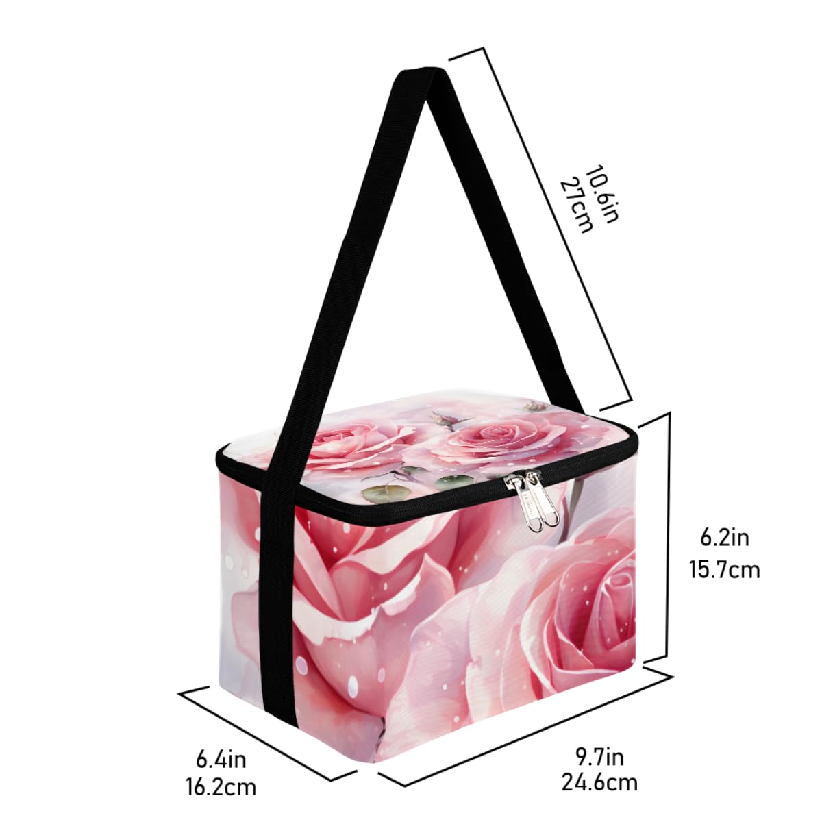 GzLeyigou Lunch Bags for Women Men 9 Cans,Roses Hot & Cold Food Delivery Bag Insulated Grocery Bag Insulated Lunch Box Blooming Flower Cooler Bag for Office Work Picnic Beach