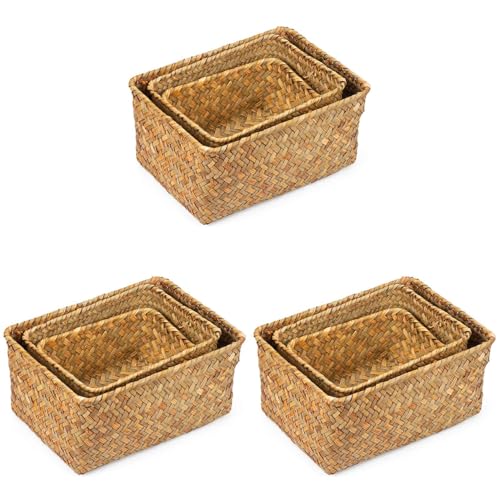 Panier de rangement jonc de mer | Paniers rotin fait main multisize x9