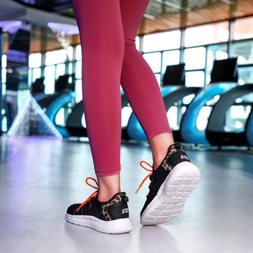 STQ Womens Slip on Sneakers Breathable Tennis Arch Support Comfortable Walking Shoes Plantar Fasciitis Orthopedic Workout Gym Cross Training Athletic Standing3