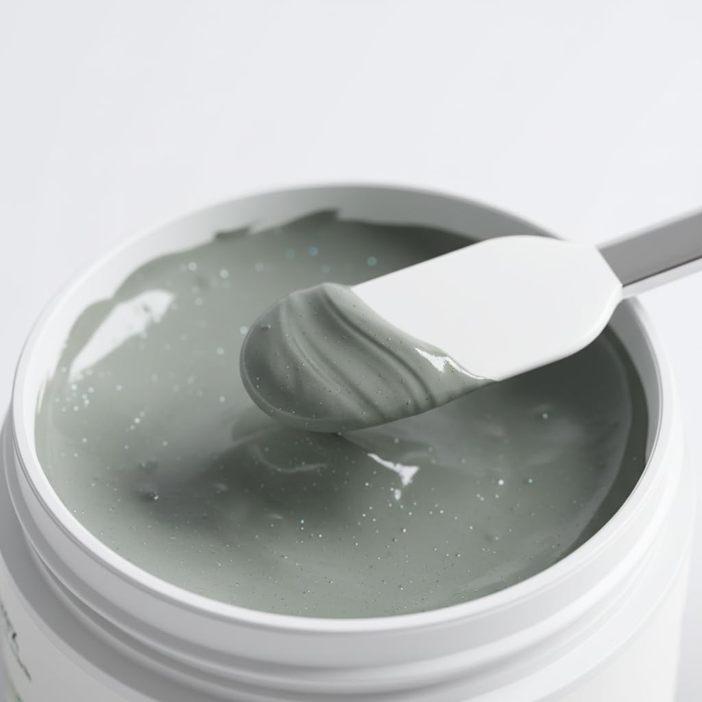 Clay Mask for Pores and Blackheads, Purifying White and Green Clay, with Aloe Vera, Gluten Free, Vegan, All Skin Types