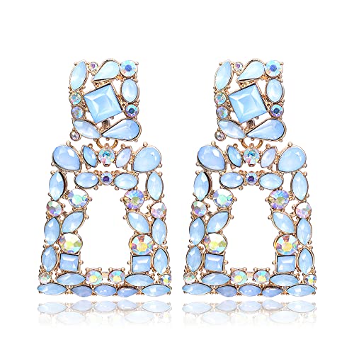 Flyonce Rectangle Dangle Earrings for Women, Rhinestone Crystal Geometric Statement Earring Fashion Jewelry