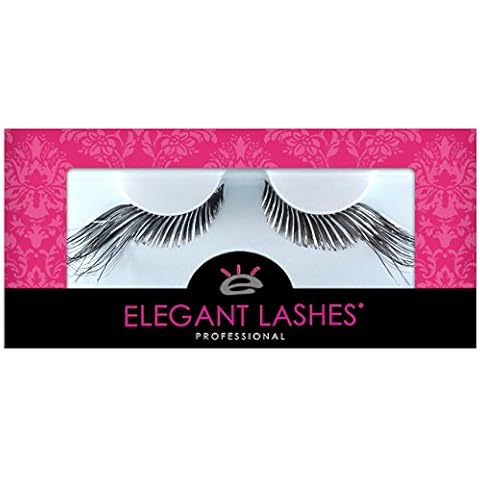 Elegant Lashes C194 Premium Color False Eyelashes | Black and Silver Metallic Mix Party Eyelash with Extra-Long Accent Ends) for Halloween Dance Rave Costume Cover