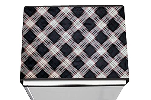 Image of Stylista Refridgerator top Cover Suitable for Samsung RR20A181BU8 /HL, 192 Liter Fridge, Dimension (WXD) 65x111 CM, Checkered Pattern Cream