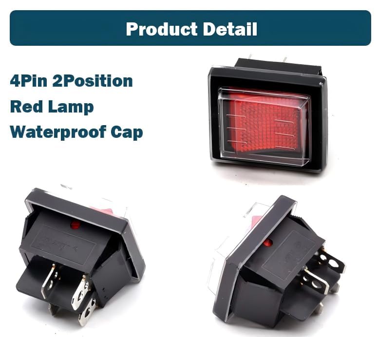 2Pcs Cement Concrete Mixer Switch 2Pcs Compatible with Pro-Force Hus-ky Ko-balt On/Off 4Pin 2Position Fits 1/2hp for Power Tools with Waterproof Cap and Red Lamp image 5