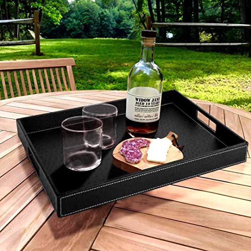 image for HofferRuffer Ostrich Faux Leather Rectangular Decorative Serving Tray 
