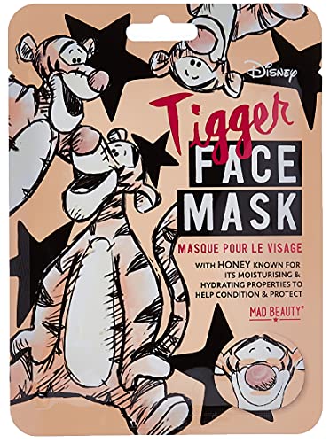 Belleza Facial MAD Beauty Mascarilla Facial Disney Tigger, Disney Animal Face Mask Tigger, Translúcido, 0.42 Mililitro