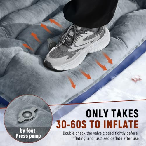 Image of FUN PAC Camping Sleeping Pad, 9.2R-Value Ultralight Camping Mat with Pillow Built-in Foot Pump Inflatable Sleeping Pads Compact for Camping Backpacking Hiking Traveling-Lined Version Grey
