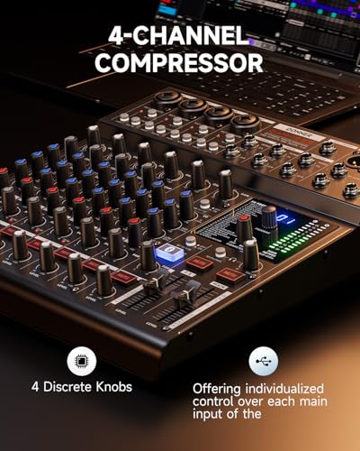 Donner DAM-1000 10-Channel Analog DJ Audio Mixer Sound Board, with 4 Premium LAXY-PRE Microphone, 48V Phantom Power Preamps, BT 5.3, 48kHz 24Bit Sample Rate - image 5