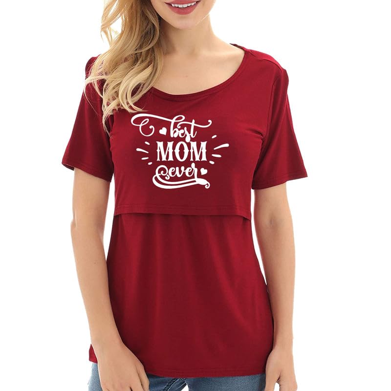 TheYaYaCafeMaternity Nursing Printed Top for Women | Breastfeeding T-Shirt | Round Neck Half Sleeve Regular Fit Feeding T-Shirts for Mom