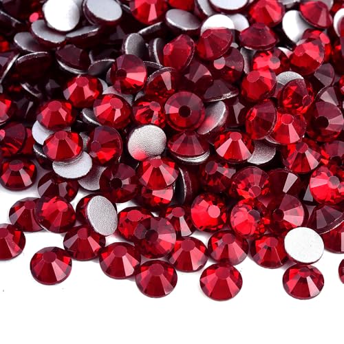 Image of 144pcs DIY Glass Flatback Rhinestones for Bedazzling,Round Crystal Gems for Nail Art,Stage Makeup,Clothing,Bag Decoration 0.31 inch 8mm SS40 Dark Siam