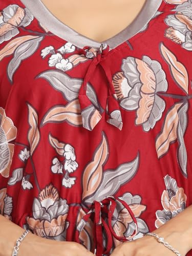 Image of Kaftan Printed Cotton Maxi Dress /Nighty /Nightdress for Ladies /Girls /Women | Free Size