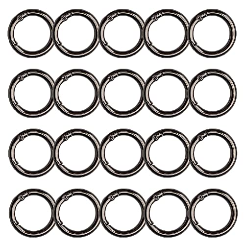 XCSJ 20 Stück 30mm Runde Karabiner Schwarz Sehr Robust Zinklegierung Runde Karabiner Karabiner Ring Karabiner Rund Karabinerhaken Rund Für Schlüsselanhänger Tasche Schmuck Diy Handwerk Machen (30.00)