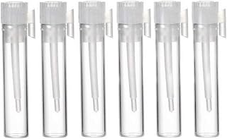 12PCS 1ml Empty Refill Mini Glass Perfume Sample Vials Jar Pot Laboratory Liquid Fragrance Test Tube With White Plastic Lids and Dropper For Perfume Essential Oils Aromatherapy