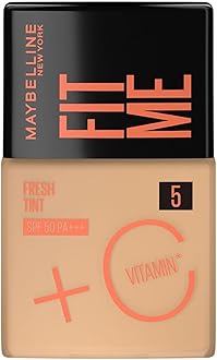 New York Liquid Foundation, Lightweight Skin Tint With Spf 50 & Vitamin C, Natural Coverage, For Daily Use, Fit Me Fresh Tint, Shade 05, 30Ml