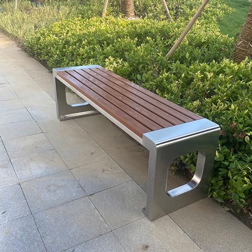 Banc de jardin extérieur avec siège à lattes en acier inoxydable