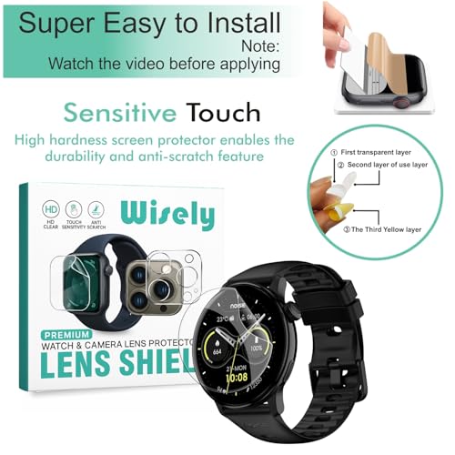 Image of Wisely |3pcs| Screen Guard Protector Compatible For Noise Colorfit Pro 6R Smartwatch |1.46 inch| Bubble Free, HD Clear, Full Cover, Easy installation kit