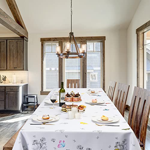 Pocass Floral Tablecloth Spring Summer Wild Flower Butterfly Tablecloths Rectangle Table Cloth Waterproof Table Cover For Easter Dining Holiday Parties (60 X 84 Inch) #TOP5