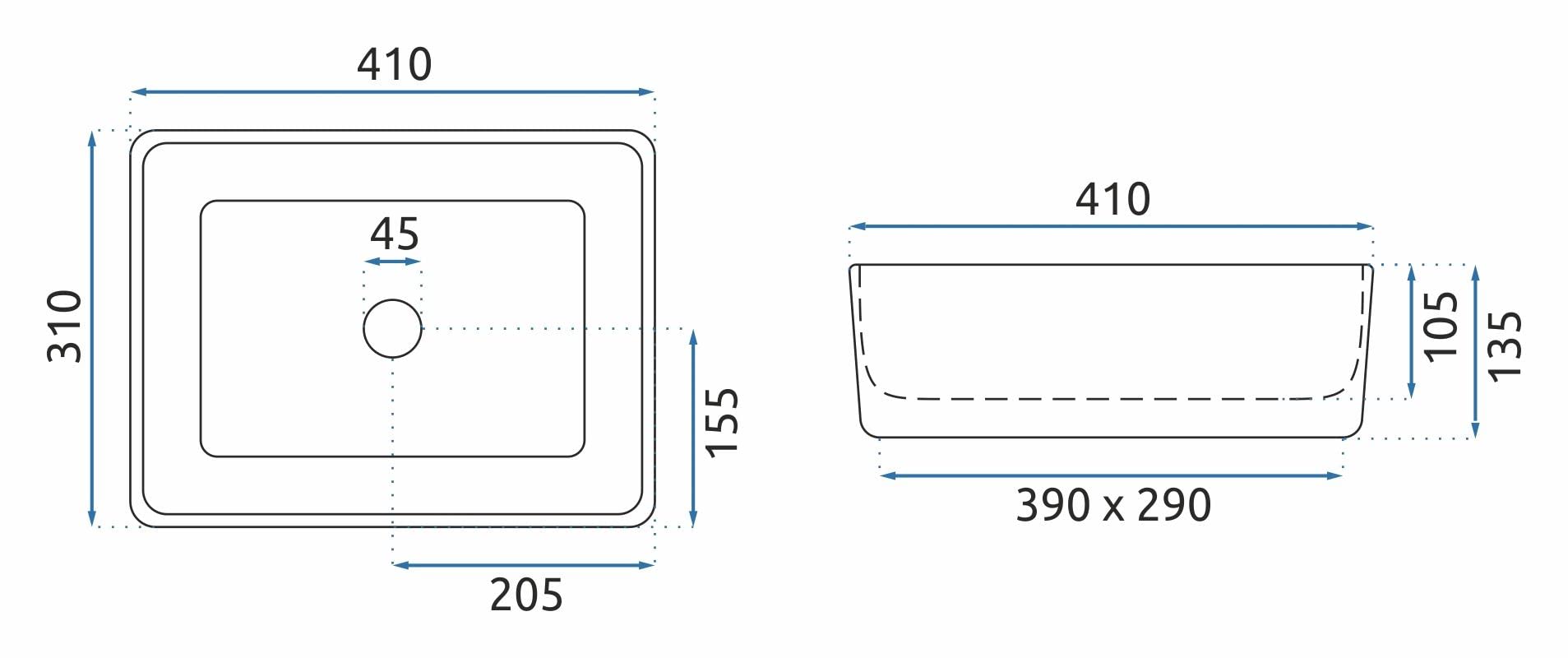 Rea Lavabo Sobre Encimera ANITA MINI Lavabo de baño de cerámica (Blanco)