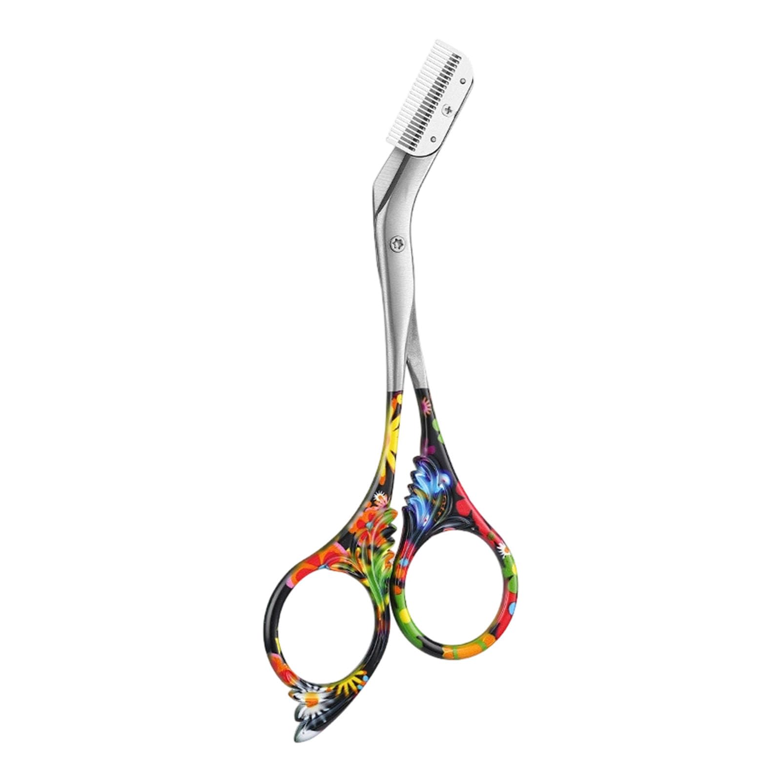 Ergonomic Stainless Steel Eyebrow Trimmer Scissors with Comb for Natural Shaping Eyebrow Trimmer with Comb