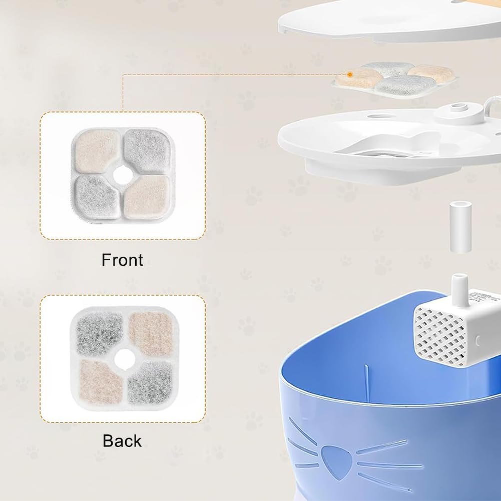 12 Pack Cat Water Fountain Filter, Water Fountain Filter Replacement, Pet Drinking Fountains with 3 Pump Tubes - Image 4