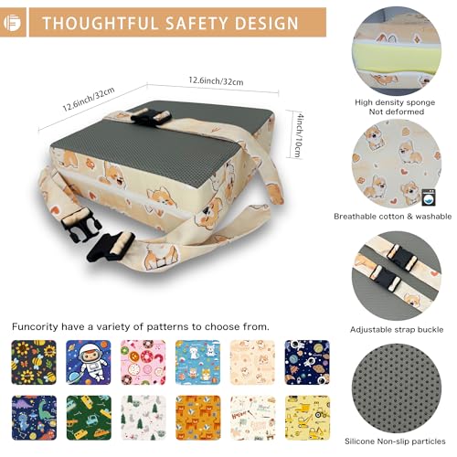 Image of Toddler Booster Seat for Dining Table, Portable Booster Seat for Kitchen Chair, 4 Inch High-Density Foam Cushion with Adjustable Safety Straps and Non-Slip Bottom, Perfect for Kids Travel and Daily