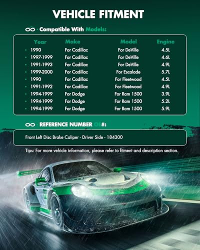 Image of SCITOO Front Left Brake Caliper Without Bracket 184300 Compatible For Cadillac 1990-1993 1997-2000 For Chevrolet 1988-2002 For Dodge 1994-1999 For GMC 1988-2002
