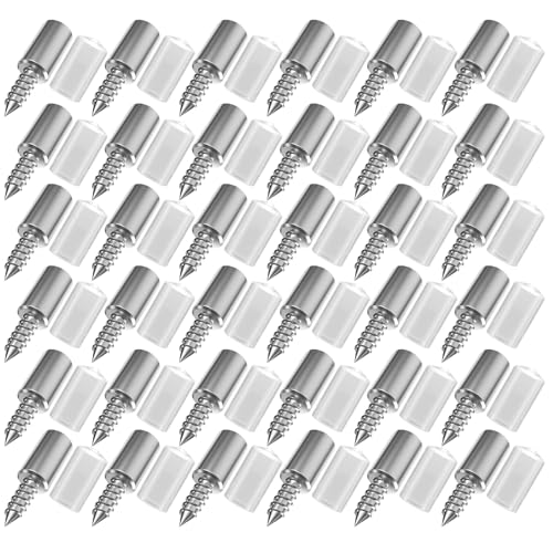 Verazquy 36 Pack Shelf Support Pegs - Stainless Steel Shelf Pins with Non-Slip Sleeves Self-Tapping Cupboard Shelf Pegs for Kitchen Cabinets Wardrobes Bookcases Shelf Support Pegs