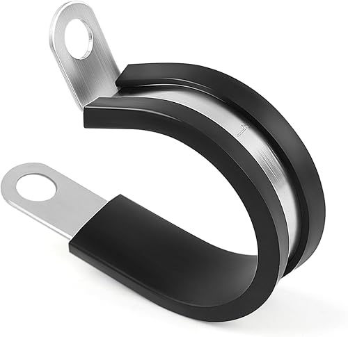 Delgada Paquete de 20 abrazaderas versátiles de acero inoxidable 304 estilo P de 1 pulgada Abrazadera aislada acolchada de goma, instalación segura Delgada Paquete de 20 abrazaderas versátiles de acero inoxidable 304 estilo P de 1 pulgada Abrazadera aislada acolchada de goma, instalación segura