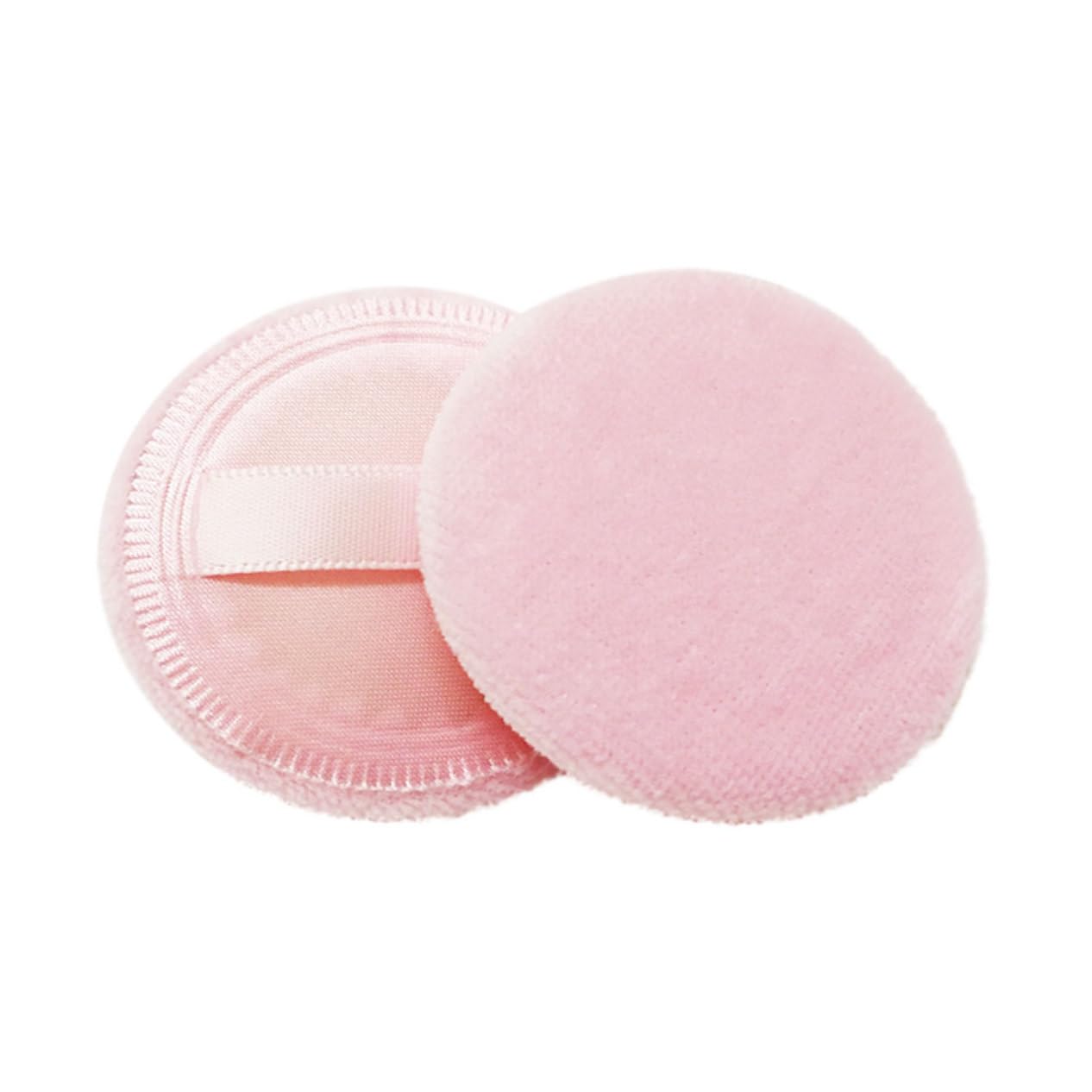 Healeved 8Pcs Round Cotton Makeup Blending Powder Puff with Ribbon Soft Velour Sponge for Foundation and Loose Powder Application Pink
