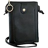 [Monlyu] スマホポーチ レディース ショルダー スマホポシェット 斜めがけ 携帯ポーチ 軽量 薄型 財布 シンプル (ブラック)
