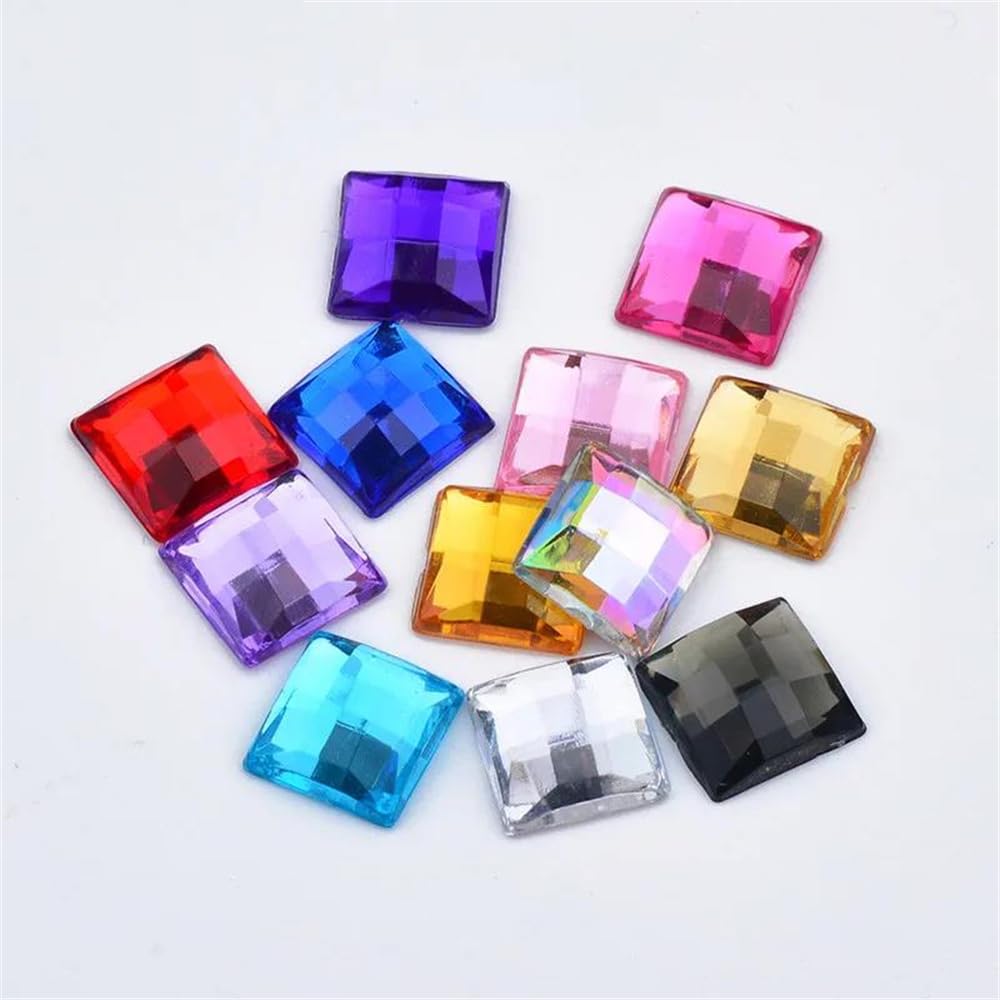 Zadaos 8, 10, 12, 16 mm, gemischte Farben, quadratische Kristall-Strass-Applikation, flache Rückseite, Strasssteine, zum Aufkleben, Kristallsteine, Kreide, weiß, 10 mm, 1000 Stück
