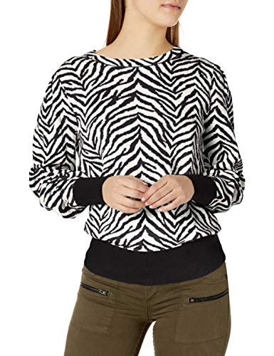 Cable Stitch Women's Animal Jacquard Blouson Sleeve Sweater - Crewneck Long Sleeve Soft Cotton Pattern Pullover Top